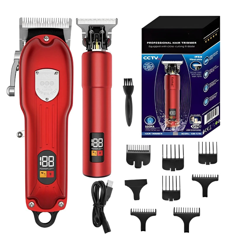 Red Electric Hair Trimmer With Clipper For Men