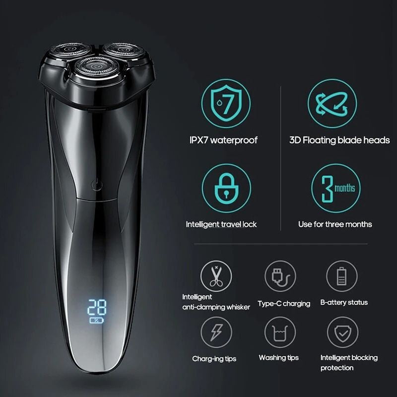 Wet & Dry Dual Use LCD Display Face Beard Shaving Razor
