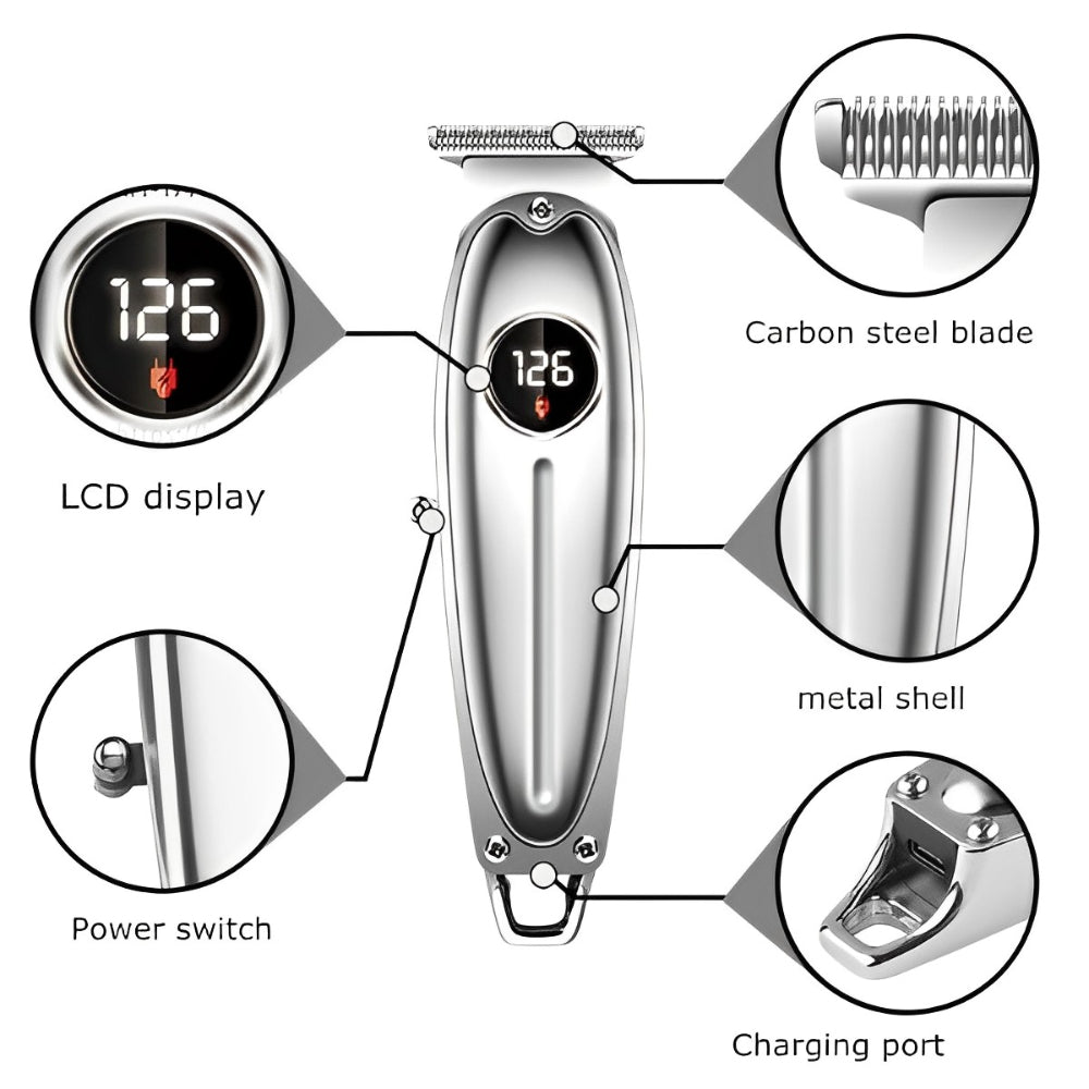 Original LCD Full Metal Hair Trimmer For Men