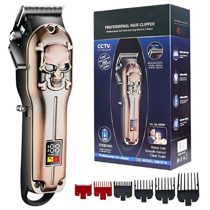 Professional Barber Adjustable Cordless Electric Hair Clipper With LCD Display