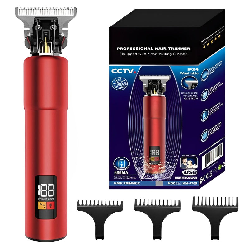 Red Electric Hair Trimmer With Clipper For Men