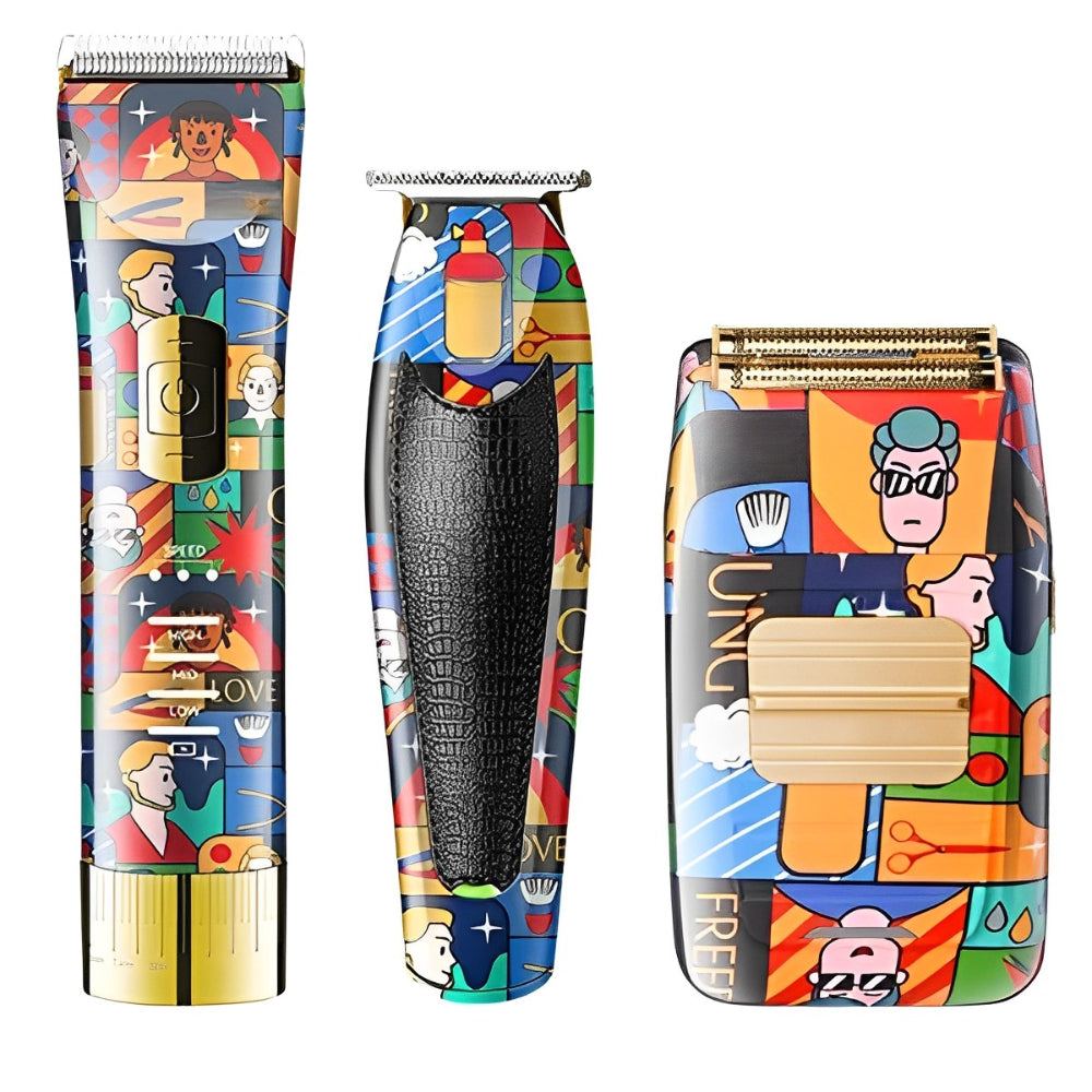 Cartoon Printed Electric Hair Trimmer Combo Kit For Men