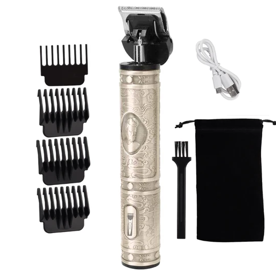 Antique Silver Rechargeable Men's Beard & Hair Trimmer Grooming Kit For Face & Body