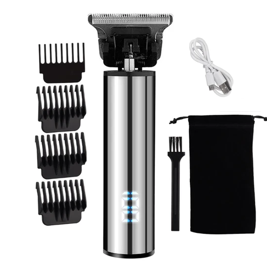 Silver Rechargeable Men's Beard & Hair Trimmer Grooming Kit For Face & Body